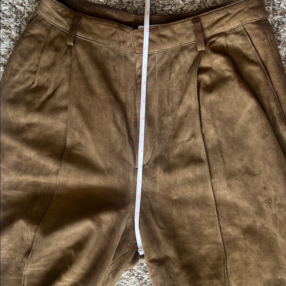 Linda Allard Ellen Tracy Vintage 80s-90s Lambskin Suede Leather High Waist Pant - Picture 10 of 14